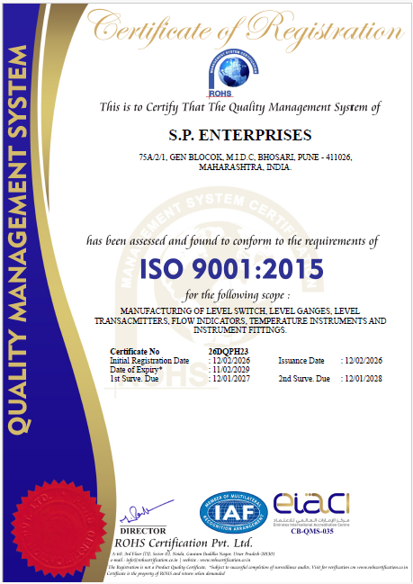 S.P. Enterprises ISO 9001:2015 Certificate